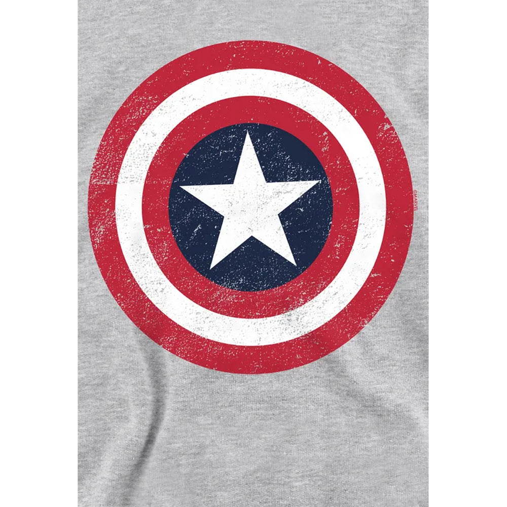 Athletic Heather - Side - Captain America Childrens-Kids Shield Heather Pull Over Hoodie