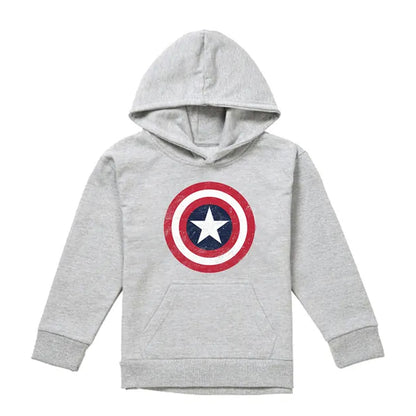 Athletic Heather - Front - Captain America Childrens-Kids Shield Heather Pull Over Hoodie
