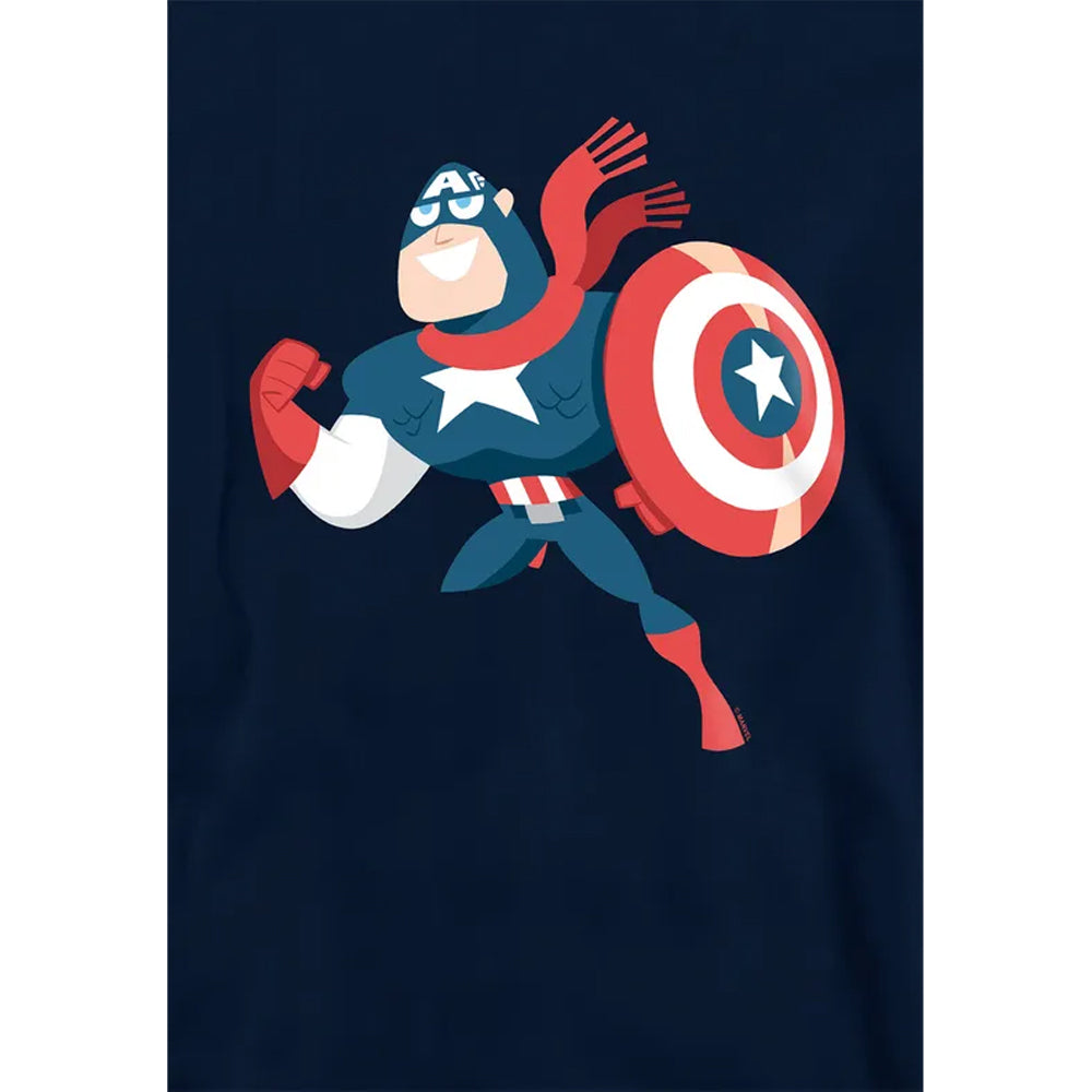Navy - Side - Captain America Childrens-Kids Holiday Outfit Pull Over Hoodie