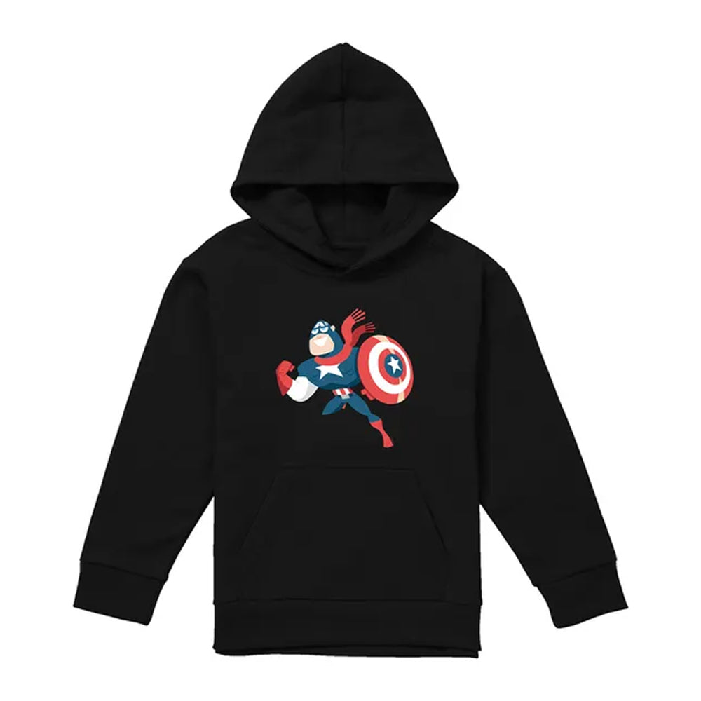 Black - Front - Captain America Childrens-Kids Holiday Outfit Pull Over Hoodie