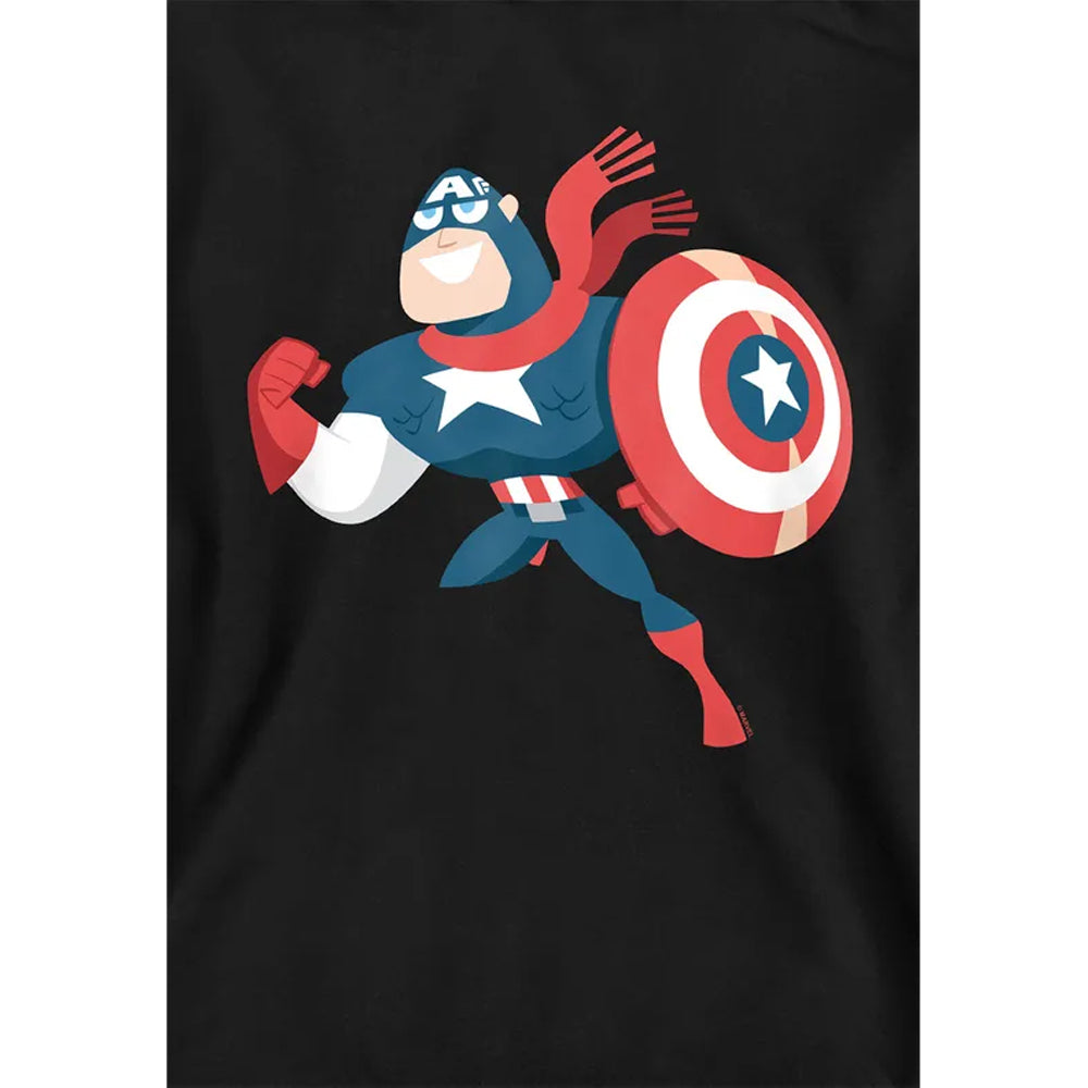 Black - Side - Captain America Childrens-Kids Holiday Outfit Pull Over Hoodie