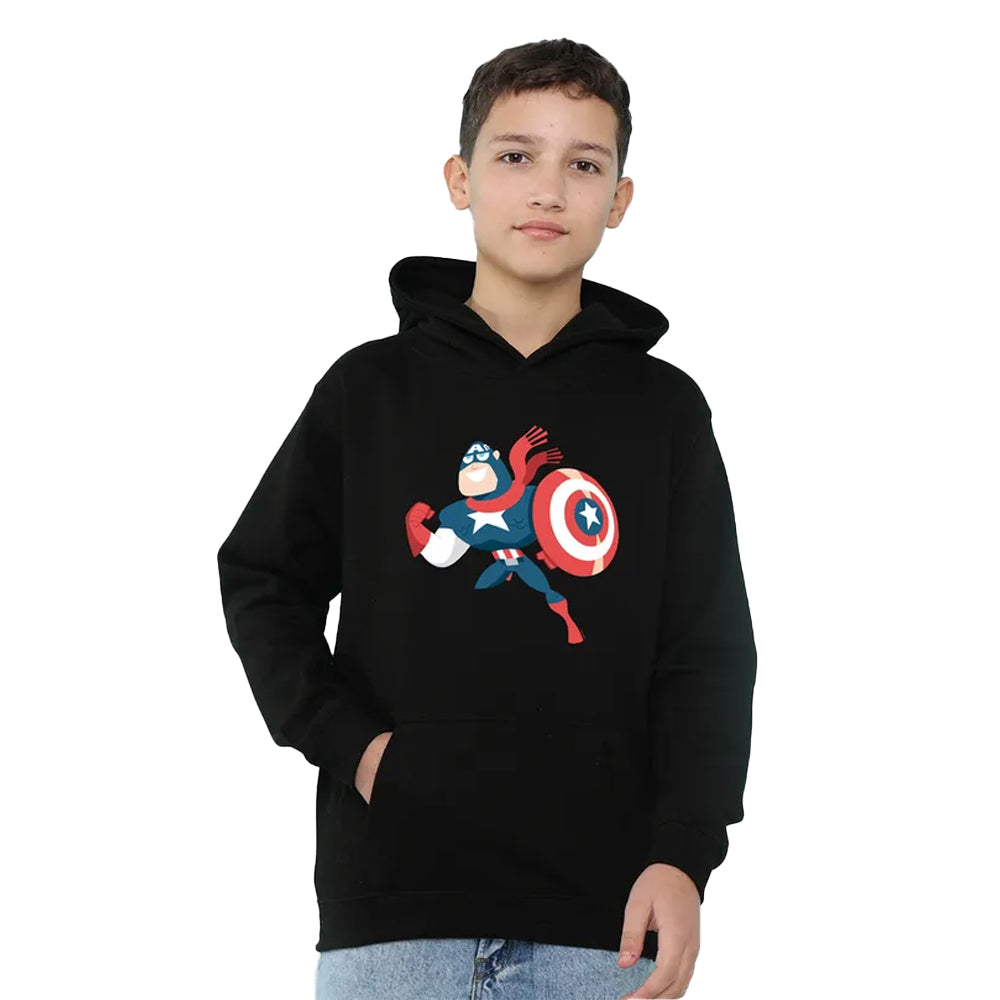 Black - Lifestyle - Captain America Childrens-Kids Holiday Outfit Pull Over Hoodie