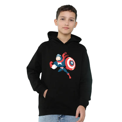 Black - Lifestyle - Captain America Childrens-Kids Holiday Outfit Pull Over Hoodie