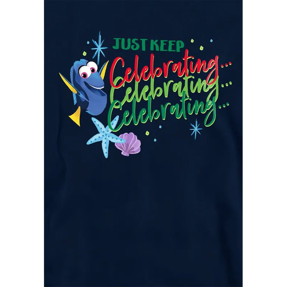 Navy - Side - Finding Nemo Childrens-Kids Just Keep Celebrating Dory Christmas Hoodie