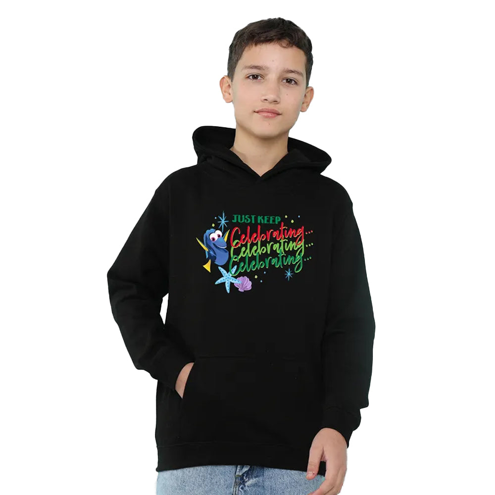 Black - Lifestyle - Finding Nemo Childrens-Kids Just Keep Celebrating Dory Christmas Hoodie