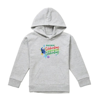 Athletic Heather - Front - Finding Nemo Childrens-Kids Just Keep Celebrating Dory Christmas Hoodie