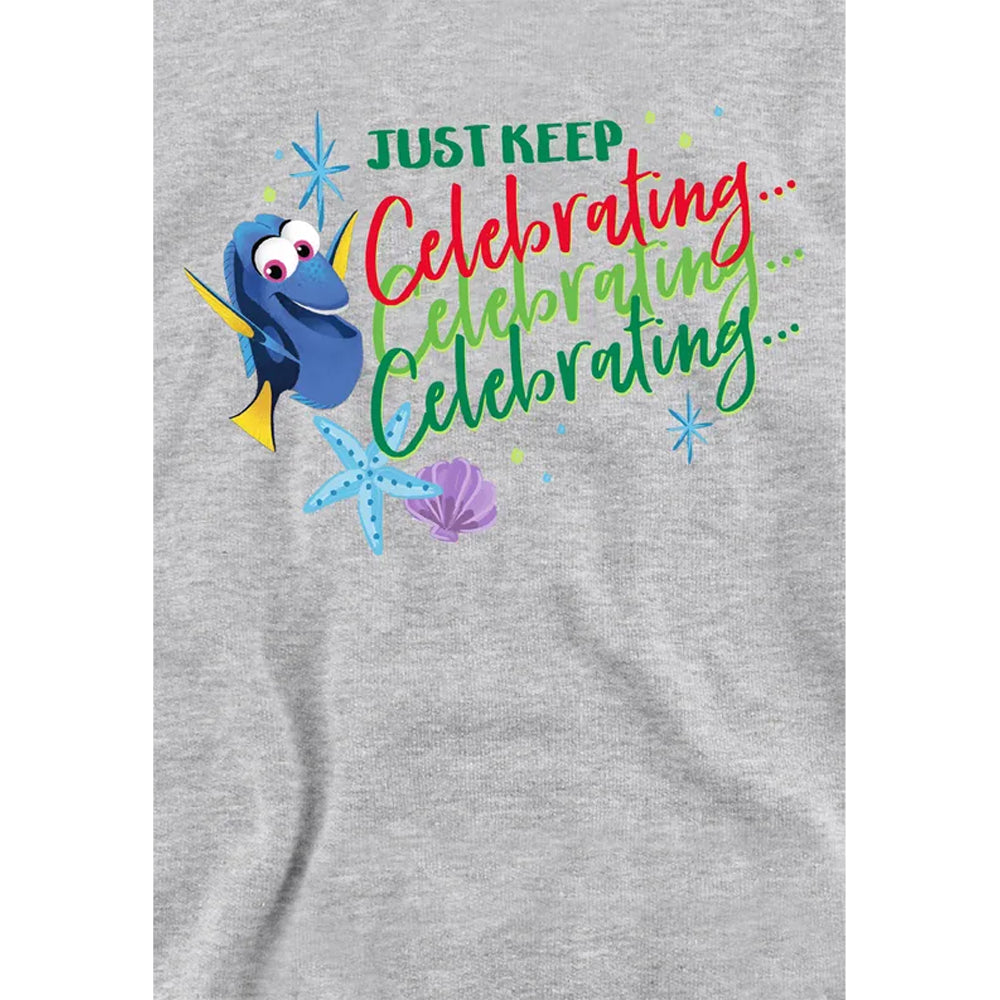Athletic Heather - Side - Finding Nemo Childrens-Kids Just Keep Celebrating Dory Christmas Hoodie
