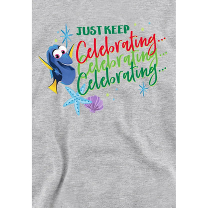 Athletic Heather - Side - Finding Nemo Childrens-Kids Just Keep Celebrating Dory Christmas Hoodie
