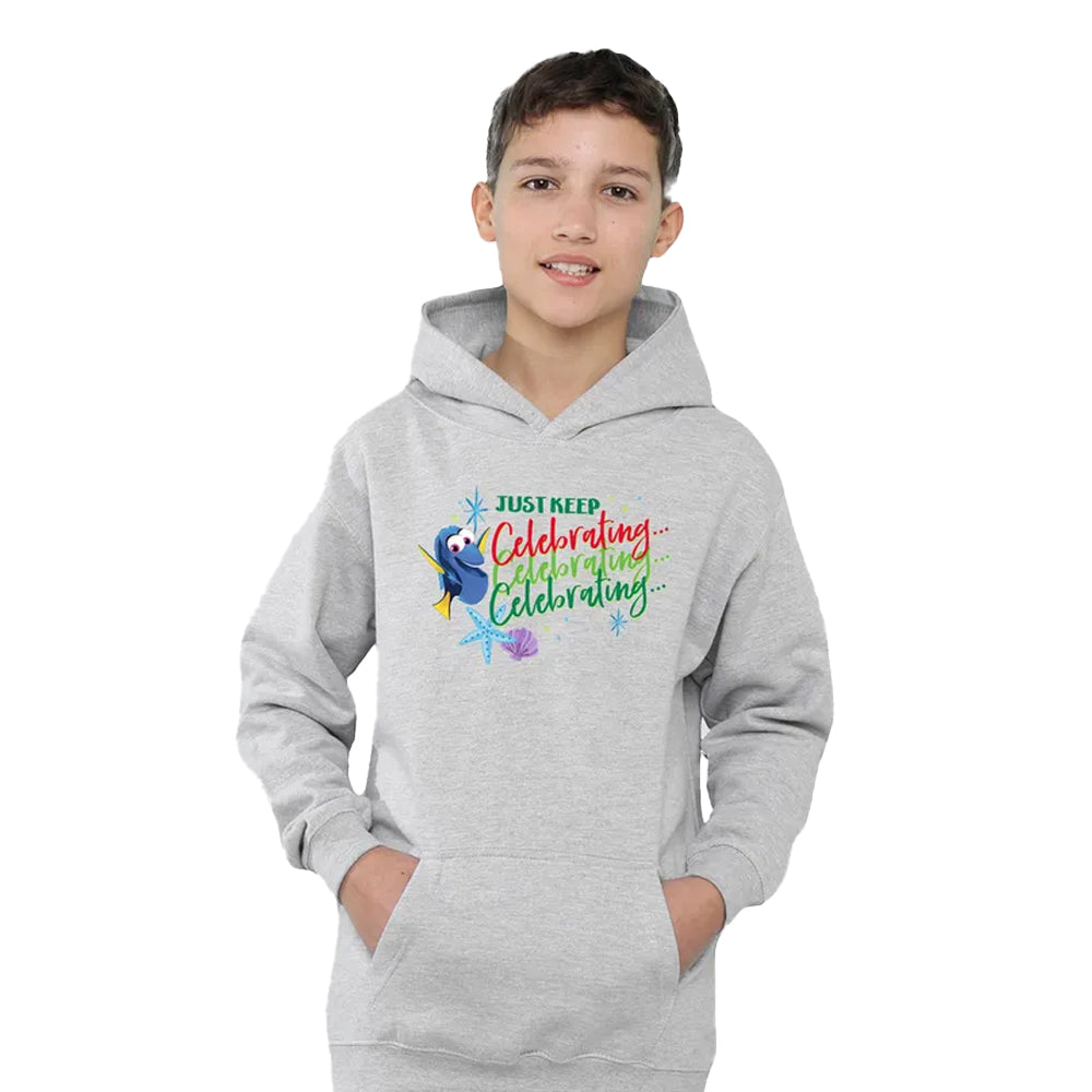 Athletic Heather - Lifestyle - Finding Nemo Childrens-Kids Just Keep Celebrating Dory Christmas Hoodie