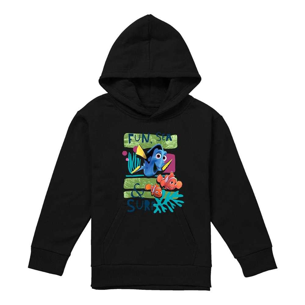 Black - Front - Finding Nemo Childrens-Kids Fun, Sea, Surf Hoodie