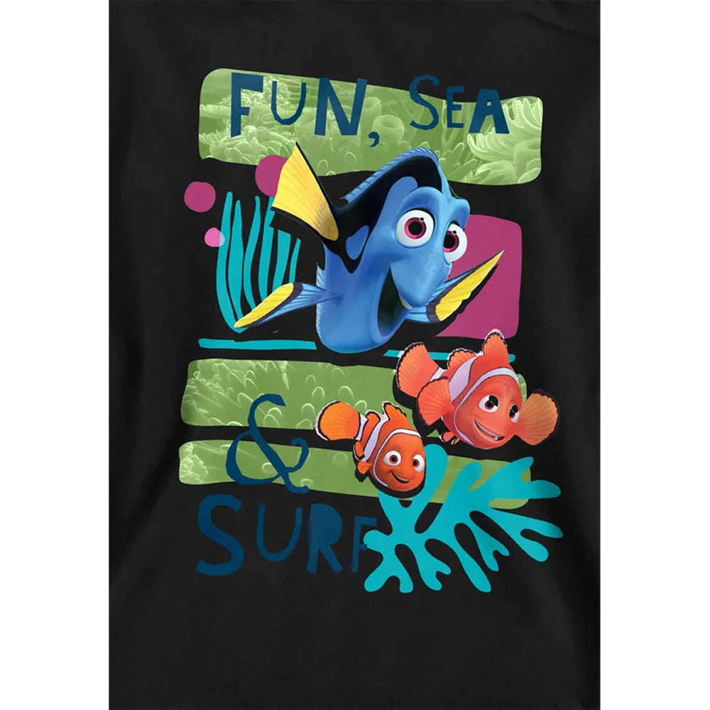Black - Side - Finding Nemo Childrens-Kids Fun, Sea, Surf Hoodie
