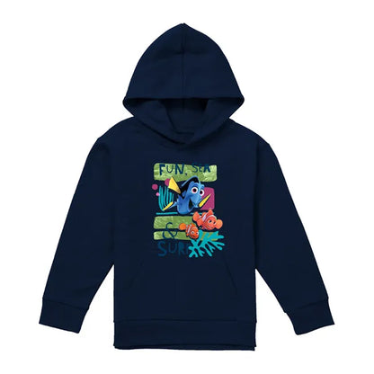 Navy - Front - Finding Nemo Childrens-Kids Fun, Sea, Surf Hoodie