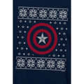 Navy - Side - Captain America Childrens-Kids Shield Pull Over Christmas Hoodie