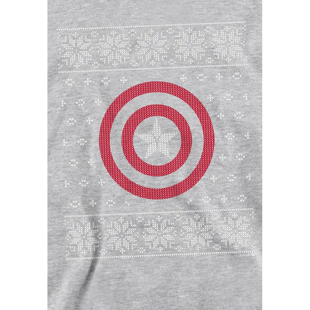 Athletic Heather - Side - Captain America Childrens-Kids Shield Pull Over Christmas Hoodie