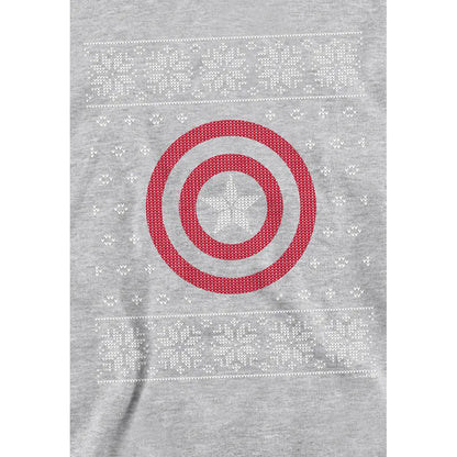 Athletic Heather - Side - Captain America Childrens-Kids Shield Pull Over Christmas Hoodie