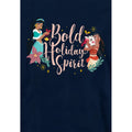 Navy - Side - Disney Princess Childrens-Kids Bold Holiday Spirit Jasmine Christmas Pullover Hoodie
