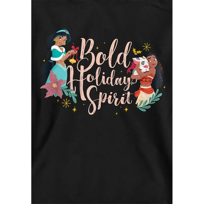 Black - Side - Disney Princess Childrens-Kids Bold Holiday Spirit Jasmine Christmas Pullover Hoodie