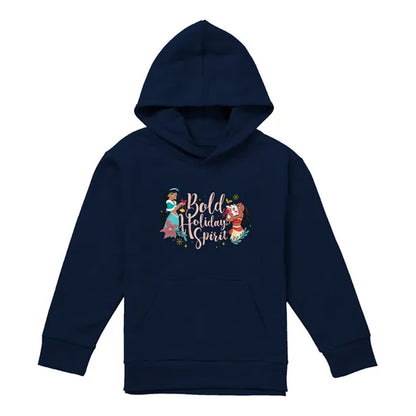 Navy - Front - Disney Princess Childrens-Kids Bold Holiday Spirit Jasmine Christmas Pullover Hoodie