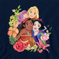 Navy - Side - Disney Princess Childrens-Kids Rapunzel Moana Snow White Bouquet Pullover Hoodie