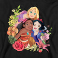 Black - Side - Disney Princess Childrens-Kids Rapunzel Moana Snow White Bouquet Pullover Hoodie