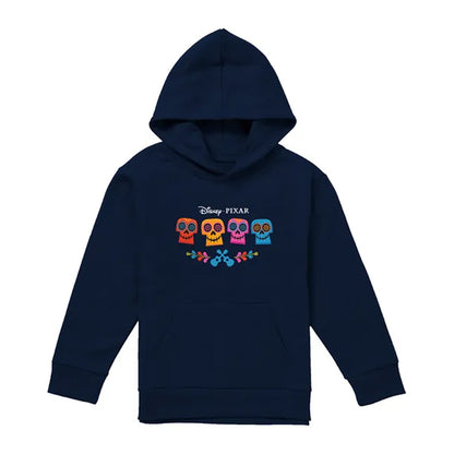 Navy - Front - Coco Childrens-Kids Skull Logo Full Color Hoodie