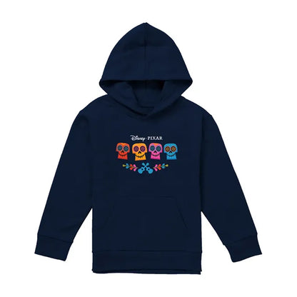 Navy - Front - Coco Childrens-Kids Skull Logo Full Color Hoodie