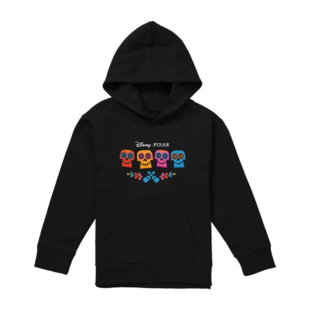 Black - Front - Coco Childrens-Kids Skull Logo Full Color Hoodie