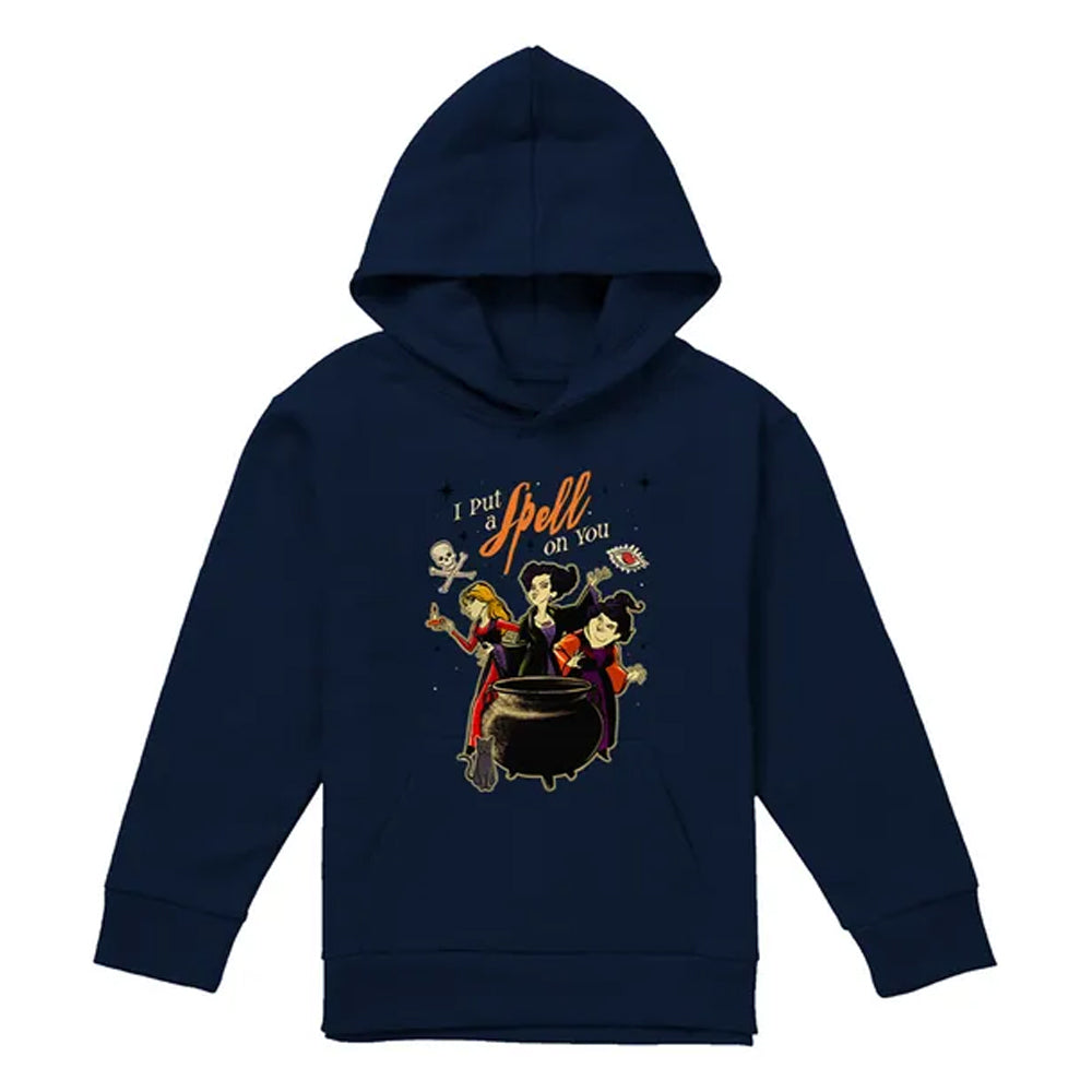 Navy - Front - Hocus Pocus Childrens-Kids Witches Spell Hoodie