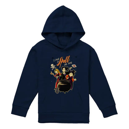 Navy - Front - Hocus Pocus Childrens-Kids Witches Spell Hoodie