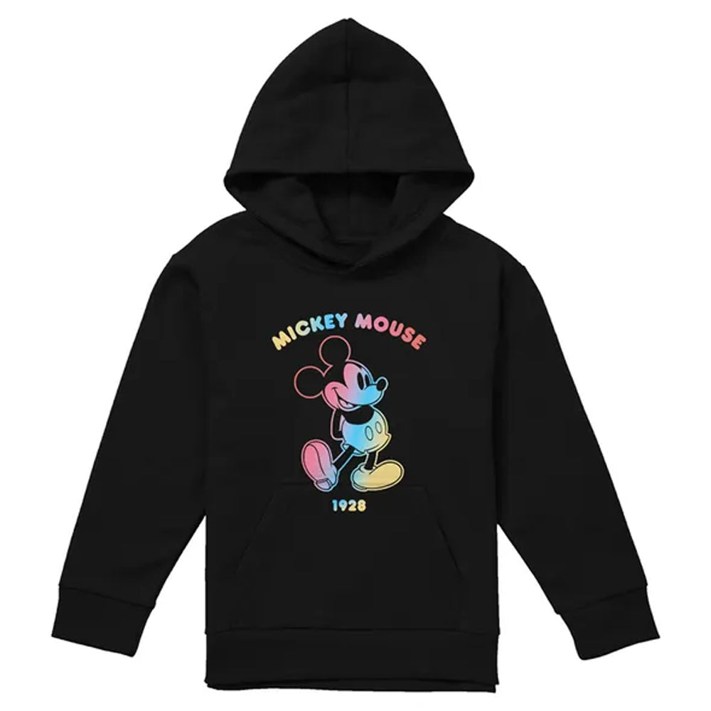 Black - Front - Disney Childrens-Kids Mickey Mouse Gradient Outline Hoodie