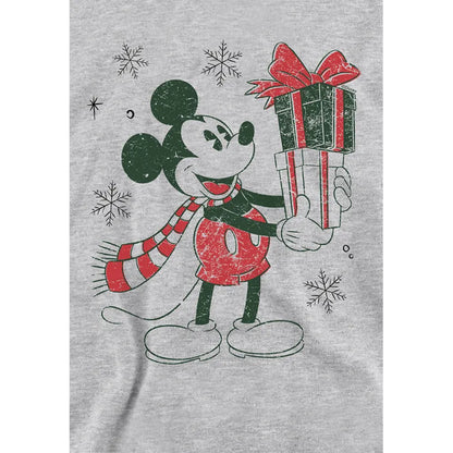 Athletic Heather - Side - Disney Childrens-Kids Mickey Mouse Present Christmas Hoodie