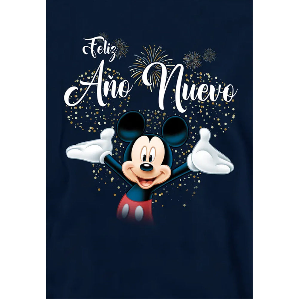 Navy - Side - Disney Childrens-Kids New Year Spanish Mickey Mouse Firework Hoodie