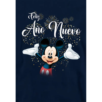 Navy - Side - Disney Childrens-Kids New Year Spanish Mickey Mouse Firework Hoodie