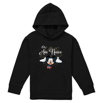 Black - Front - Disney Childrens-Kids New Year Spanish Mickey Mouse Firework Hoodie