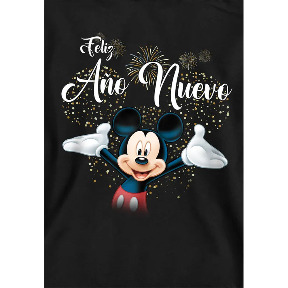 Black - Side - Disney Childrens-Kids New Year Spanish Mickey Mouse Firework Hoodie