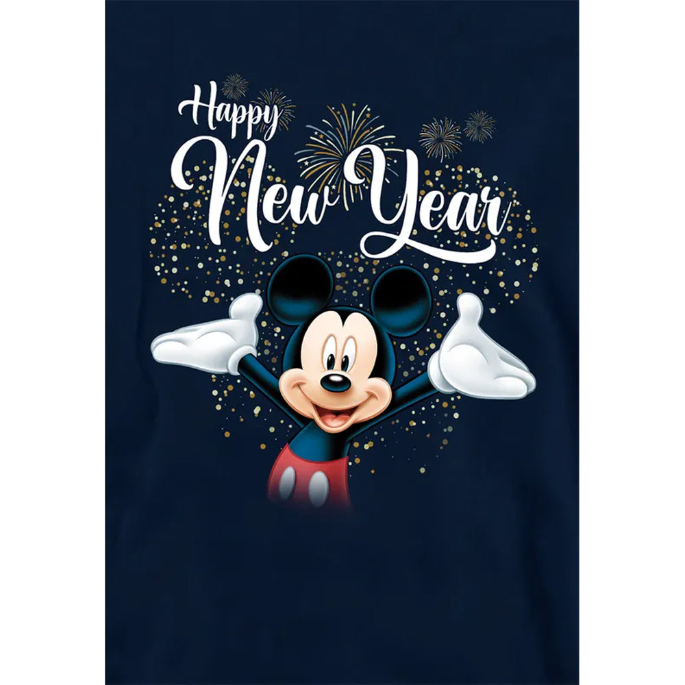 Navy - Side - Mickey Mouse Childrens-Kids Firework New Year Hoodie