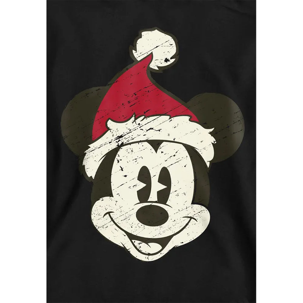 Black - Side - Mickey Mouse Childrens-Kids Santa Face Hoodie