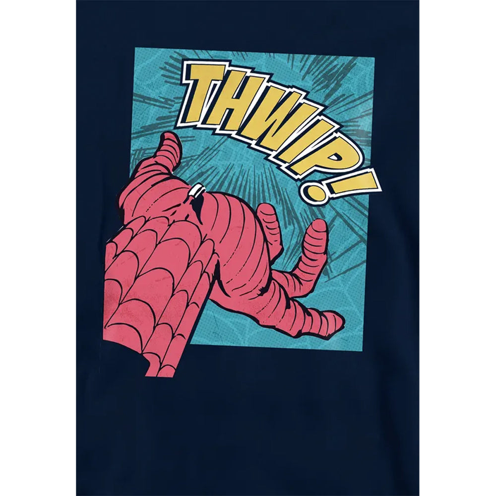 Navy - Side - Spider-Man Childrens-Kids Thwip Panel Hoodie