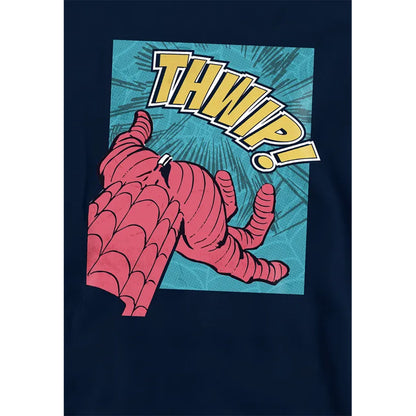Navy - Side - Spider-Man Childrens-Kids Thwip Panel Hoodie