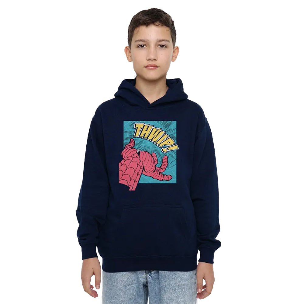 Navy - Lifestyle - Spider-Man Childrens-Kids Thwip Panel Hoodie