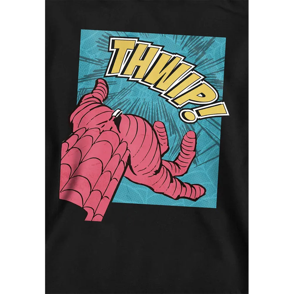 Black - Side - Spider-Man Childrens-Kids Thwip Panel Hoodie