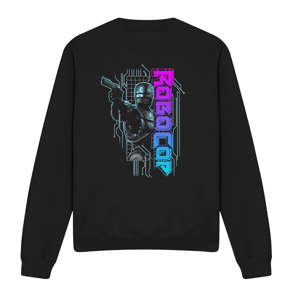 Black - Front - Robocop Unisex Adult Neon Sweatshirt
