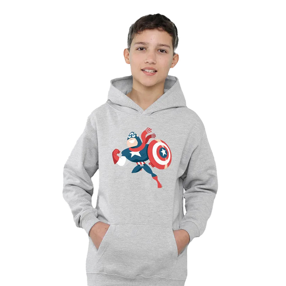 Athletic Heather - Lifestyle - Captain America Childrens-Kids Holiday Outfit Heather Pull Over Hoodie