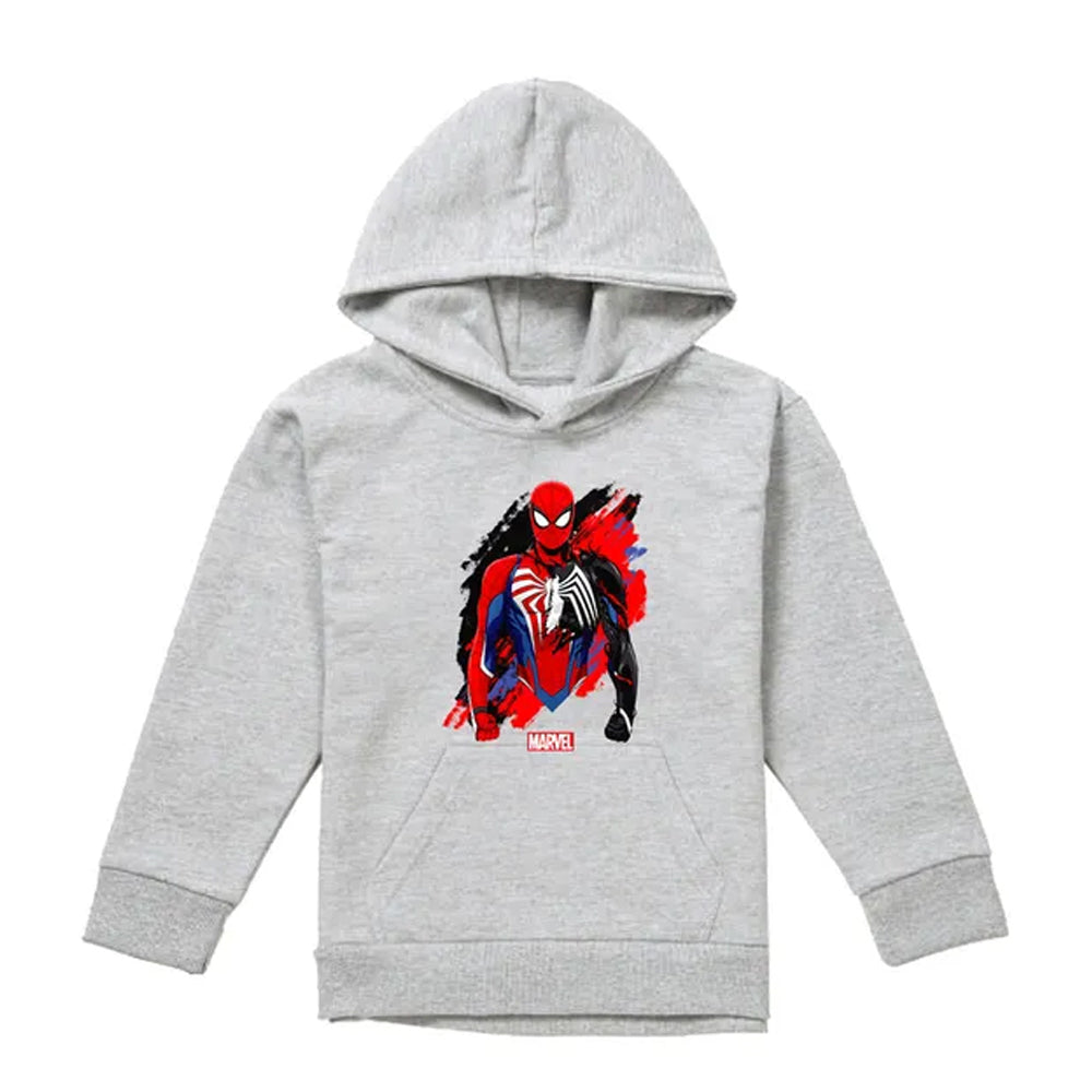 Athletic Heather - Front - Spider-Man Childrens-Kids Symbiote Heather Pull Over Hoodie