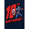 Navy - Side - Captain America Childrens-Kids 10th Birthday Pull Over Hoodie