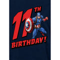 Navy - Side - Captain America Childrens-Kids Pull Over 11th Birthday Hoodie