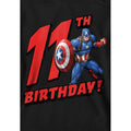 Black - Side - Captain America Childrens-Kids Pull Over 11th Birthday Hoodie
