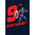 Navy - Side - Captain America Childrens-Kids Pull Over 9th Birthday Hoodie