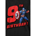 Black - Side - Captain America Childrens-Kids Pull Over 9th Birthday Hoodie