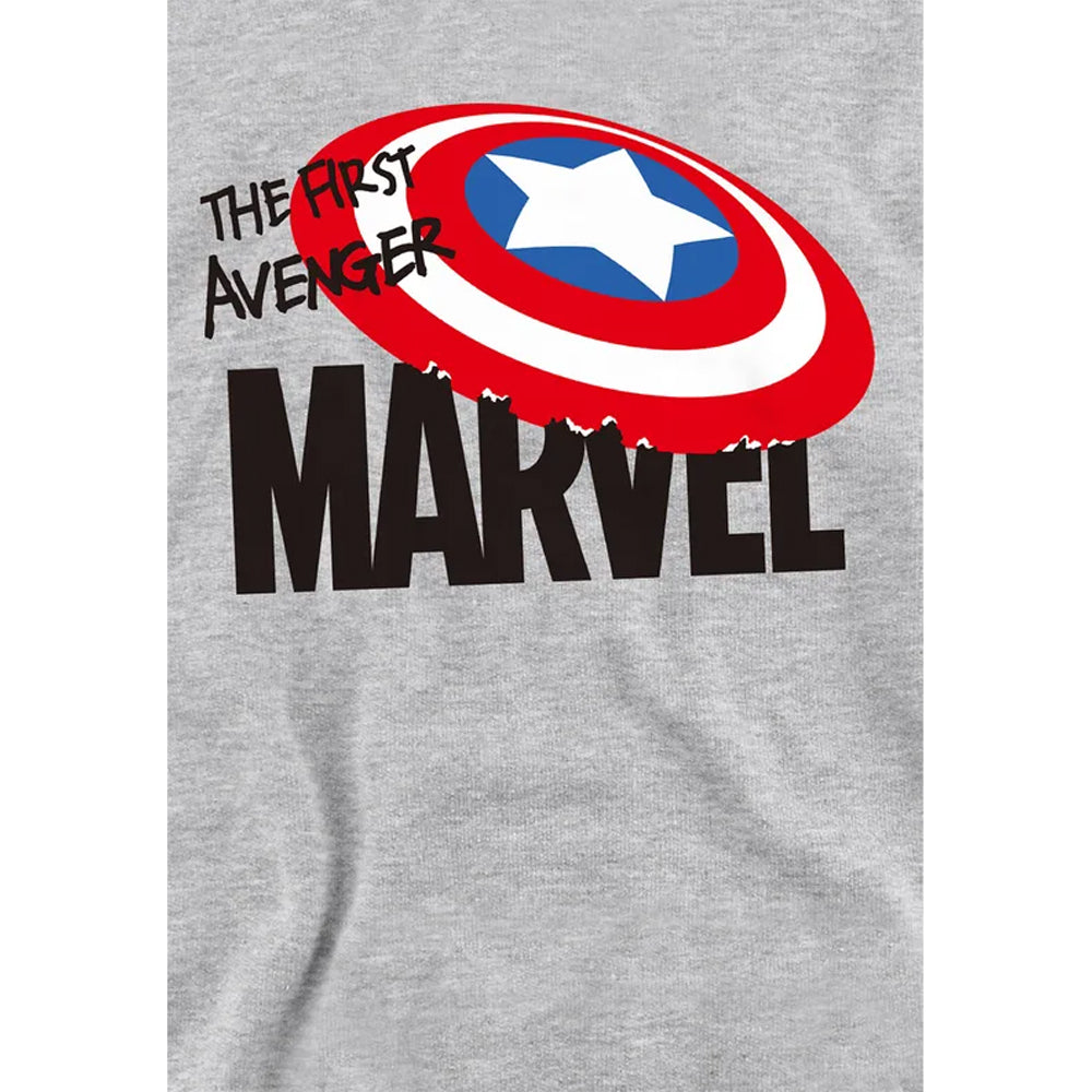 Athletic Heather - Side - Captain America Childrens-Kids The First Avenger Heather Pull Over Hoodie